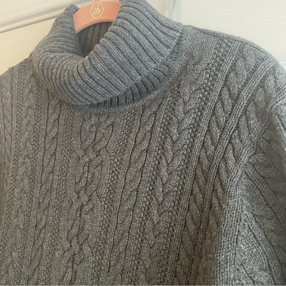 Amazon Essentials Large Gray Cable Knit Turtlenec… - image 6